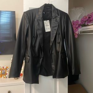 Zara Faux Leather Blazer NWT